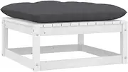 Sectional Sofa, Garden Footstool with Cushion White Solid Pinewood