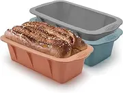 PENGQIMM 3 Pack Silicone Bread Loaf Pan Bread,Silicone Bread Pans for Baking,Non-Stick Silicone Bread Loaf Pan, Perfect for Bread, Cake,Meatloaf, BPA Free & Dishwasher Safe - 8.2” X 3.3” X 2.7”