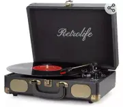 Retrolife Vinyl Record Player Turntable Bluetooth 3-Speed Portable Suitcase