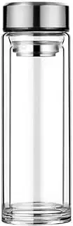 Goxfaca 1pcs Portable Glass Cup Water Jug Insulated Double Wall Insulated Water Bottle Tea Tumbler Jug Portable Infuser Silver