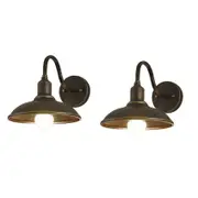 2x Led Gooseneck Barn Light Outdoor Wall Lamp Front Porch Farmhouse Fixture Garden Lights Gold Bronze