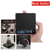 High Precision Metal Coffee Scale with Timer - 0.1g Accuracy, Sleek Black Design