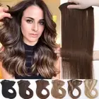 Remy HUMAN Clip in Real Hair Extensions Brown Full Head Long Weft Brown Balayage