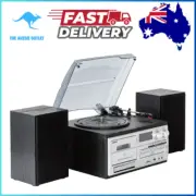 Stereo System Turntable Vinyl Record Player Cassette Recorder CD Bluetooth USB