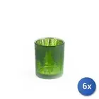 6x H&h Port Tealight Glass Decorum Green Woodland CMS 7x8