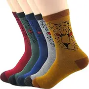 5 Pairs Cute Fun Novelty Cartoon Animal Crew Socks for Men by XSBQBC