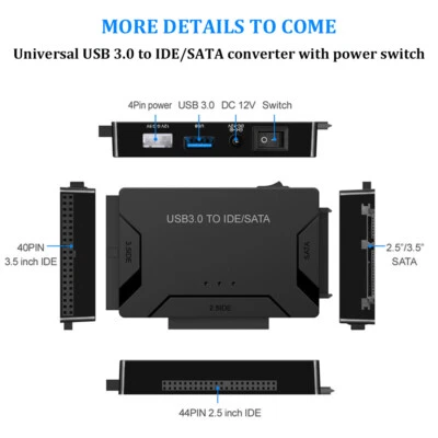 USB 3.0 to IDE/SATA Converter Adapter Kit For 2.5"/3.5" SATA/IDE Hard Drive
