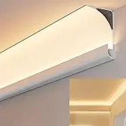 Skirting Line Light Channel Trim, Aluminum Extrusion Profiles for Wall-Ceiling Edge, LED Skirting Baseboards, Indirect Lighting Molding Strip(9m/29.5ft)