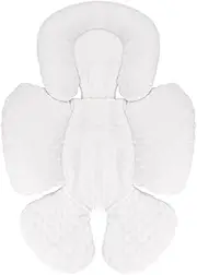 KAKIBLIN Infant Car Seat Insert, Baby Carseat Head & Body Support for Newborn, 2-in-1 Reversible Baby Car Seat Cushion, Soft Stroller Cushion Insert for CarSeats, Bouncer, Strollers, Swing (White)