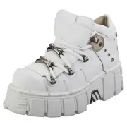 New Rock M106n-c27 Unisex White Platform Boots - 9 US