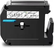 NineLeaf 1 Pack Compatible for Brother P-Touch M Label Tape MK121 M-K121 M121 Black on Clear 3/8" (9mm) x 26.2ft (8m) Labeling Refill Cartridge Work in PT-45M PT-65 PT-70 PT-80 PT-M95 Label Maker