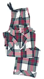 Victoria's Secret Flannel Long Pajama Set Multicolor Plaid PJ Size Large