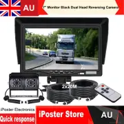 7" Monitor 4 PIN Dual Head Rear View Reversing Cameras 2x 20m 12-24v For Caravan