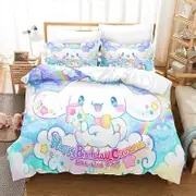 c57 2/3pcs Duvet Cover New Cinnamoroll Light Blue Fashion Design Children Girls Comfort Bed Set Single Double King Size Holiday Gift ee57