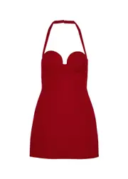 Magda Butrym Halterneck Wool Mini Dress - Red - 12 12