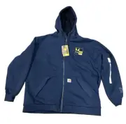 Carhartt Men's XL Rain Defender Thermal Lined Hooded Jacket Blue Full Zip NWT