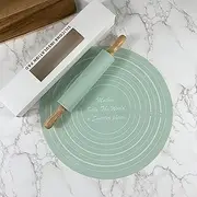 QYINXIU Rolling Pin and Silicone Baking Pastry Mat Set, Rolling Pin and Pastry Baking Mat Set for Kids, Food Grade Silicone Rolling Pin Solid Wood Handle, Kneading Pad
