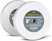 POWERTEC Bench Grinder Wheel 8 Inch 80 Grit, White Aluminum Oxide Grinding Wheel for Bench Pedestal Grinder, 1" Thick 5/8" Arbor, Sharpening & Shaping Drill Bits, Blade, and Chisel 2PK (15512-P2)