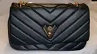 Valentino Orlandi Black Quilted Handbag with Gold Chain Strap Stitch Clutch NEW