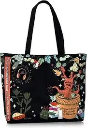 [CON*QUEST] Conquest Journals Harry Potter Herbology Tote Bag, Woven Polyester, Inside Pocket, Wand/Pen Loop, Snap Closure, Patterned Inner Lining, 18'' x 14'' x 4'', Officially Licensed, Multi-color,