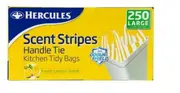 Hercules Lemon Scent Stripes handleTie Large Kitchen Tidy Bags 35 Litre 250 Bags
