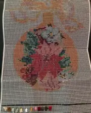 Shillcraft Readicut Latch Hook Canvas only #29 Poinsettia ornament 30x22”