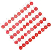 Healeved 50pcs Number Plate Key Tags Round Key Id Tags Metal Locker Number Keychain Acrylic Red