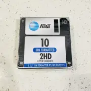 AT&T IBM Formatted DS/HD 3.5" Diskettes 2HD, 10 Count, NEW in box