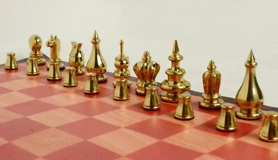 COURIER CHESS FINE BRASS - 1508 REPRO SET NEW EDITION - VINYL MAT K=2 1/8" (M57)