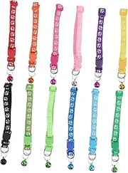 WOONEKY Pet Collar for Dog Puppy 12pcs Litter Color Collars Printed Bell Pet Supplies Comfortable Material Random Color