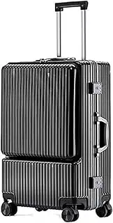 [Ｗoowayo] Carry On Luggages Suitcase Front Opening Suitcase Rechargeable Universal Wheel Checked Luggage Carry On Luggage Luggage Suitcases (Sliver 20inch)