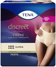 Tena Discreet Super High Waist Creme Pants | Medium 9 Pack