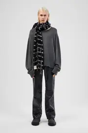Knit Scarf Black Intarsia Knit Scarf