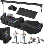 Pilates Board - Pilates Reformer Set, 6 in 1 Pilates Boards for Home Workout, Portable and Foldable Pilates Reformers Machine, Multifunctional Pilates Board for Women (Black)