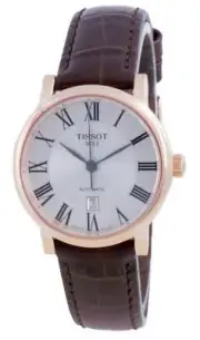 Tissot T-Classic 25 Jewels Silver Dial Leather Strap Analog Ladies Womens Watch
