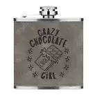 Crazy Chocolate Girl Stars 6oz PU Leather Hip Flask Grey Daughter Kids Funny