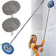 Wall Cleaner, Longest 83'' Wall Mop with Detachable Pole, Ceiling Dust Mop with Extension Pole, Baseboard Glass Duster Washer Scrubber, High Reach Window Cleaning Brush, Roof Cleaning Tool