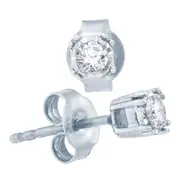 14k White Gold Round Diamond Solitaire Earrings 1/6 Cttw