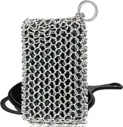Herda Chain Mail Cast Iron Cleaner Scrubber,316 Chainmail Pan Scrubber Metal Cleaning Brush, Pad, Sponge Scraper to Clean Skillet,Dutch Oven, Wok,Grill Griddle,Chain Link Scrub Brush Pot Care Kit