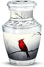 Red Cardinal Urn Keepsake, Mini Urns for Human Ashes, Cremation Small Ash Container, Memorial Gift for Grandfather & Grandmother, Grey, 3 Inch