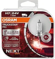 OSRAM TRUCKSTAR PRO H7, +120% more brightness, halogen headlight lamp, 64215TSP-HCB, 24V truck lamp, duo box (2 lamps)