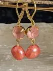 Pink Mauve Baroque Pearls And Swarovski Crystal Drop Down Earrings