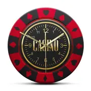 Gamble Chip Printed Wall Clock Roulette Tournament Chip Design Hanging Silent