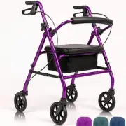 Vive Mobility Steel Rollator Walker with Seat - Foldable, Narrow, Rolling Sen...