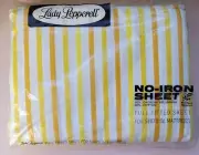 NOS Vintage Lady Pepperell Gold/Yellow Striped Fitted Sheet - Full Size