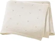 Hadetoto Baby Blanket 100% Cotton Cellular Blanket Baby Soft Cosy Knitted Blanket Cream 100x80cm