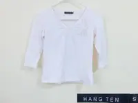 在飛比找Yahoo!奇摩拍賣優惠-專櫃品牌 HANG TEN 白色五分袖V領T恤(15