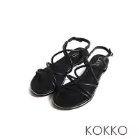 在飛比找Yahoo奇摩購物中心優惠-KOKKO小清新線條交叉感軟Q細帶涼鞋黑色