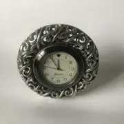 Brighton Desk Clock Silver Heart Filigree - New