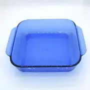 Pyrex Blue Glass Baking Dish 222 With Handles 8x8 Square Vintage